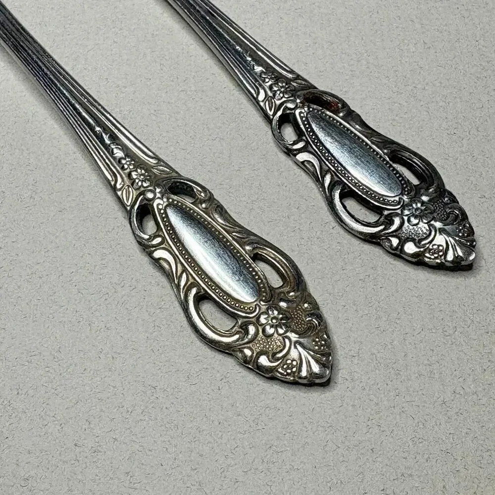United Silver Co Artistic Rose Butter Knife, Sugar or Bouillon Spoon Stainless